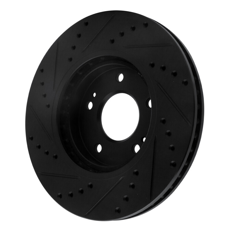 Hyundai Santa Fe Brake Rotor (1) - Front Right - R1 Concepts - Drilled & Slotted - Black - `01-`06